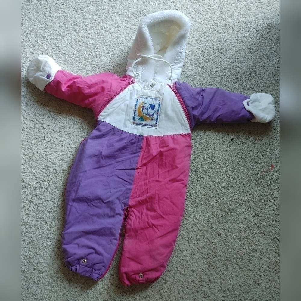 Vintage Toddler Time color block infant snowsuit